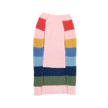 Simply Dog Multi-Color Striped Cable Knit Cardigan - Medium