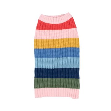 Simply Dog Multi-Color Striped Cable Knit Cardigan - Large