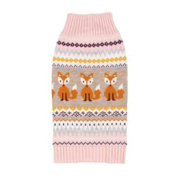 Simply Dog Pink Fox Fair Isle Sweater - Large