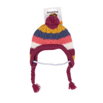 Simply Dog Multi-Colored Colorblocked Cable Hat