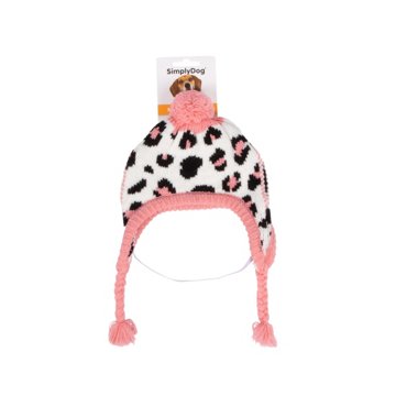 Simply Dog Pink Animal Leopard Knit Hat