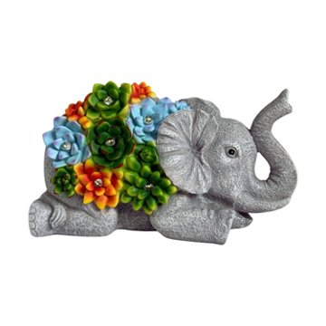 Forever Gifts Solar Succulent Statue - Elephant