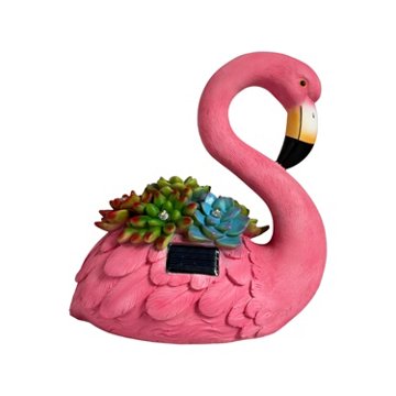Forever Gifts Solar Succulent Statue - Flamingo