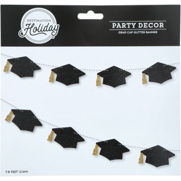 Destination Holiday Graduation 2026 Caps Glitter Banner, 7.8'