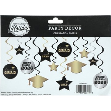 Destination Holiday Graduation 2026 Hanging Celebration Swirls Decorations, 1 pk