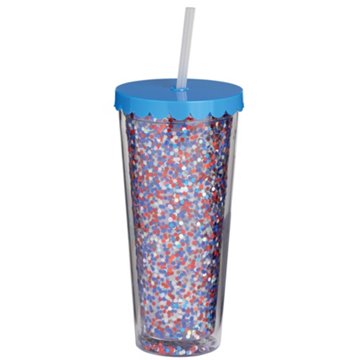 Destination Holiday Patriotic Tumbler - Blue Glitter, 23.7 oz