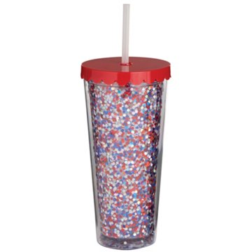 Destination Holiday Patriotic Tumbler - Red Glitter, 23.7 oz