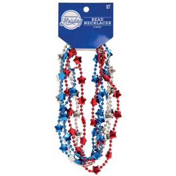 Destination Holiday Patriotic Stars Bead Necklaces, 3 ct