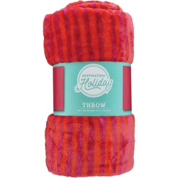 Destination Holiday Pink & Orange Wavy Throw Blanket, 50'' x 60''