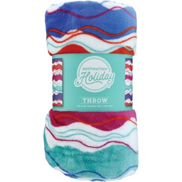 Destination Holiday Multi-color Wavy Throw Blanket, 50'' x 60''