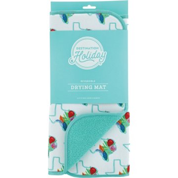 Destination Holiday Floral Texas Reversible Drying Mat, 14'' x 21''
