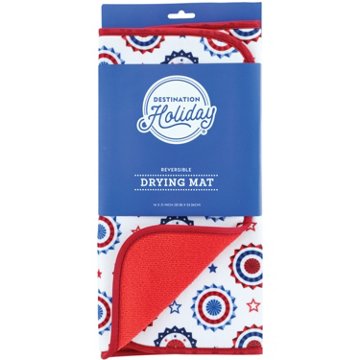 Destination Holiday Patriotic Bursts Reversible Drying Mat, 14'' x 21''