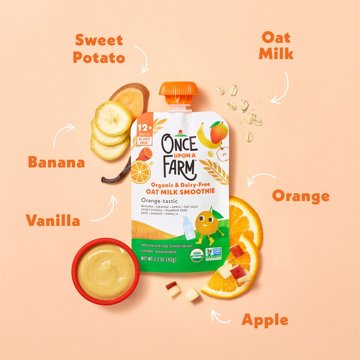 Once Upon a Farm Organic & Dairy Free Oat Milk Smoothie Pouch - Orange Tastic