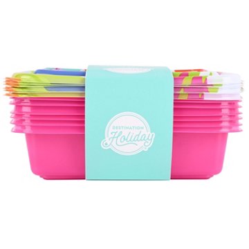 Destination Holiday Floral Print Food Prep Containers with Lids, 6 ct