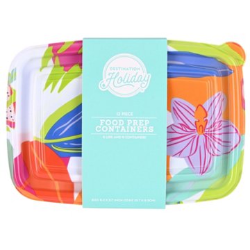 Destination Holiday Floral Print Food Prep Containers with Lids, 6 ct