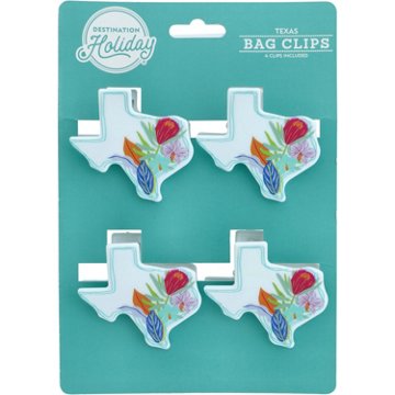 Destination Holiday Texas Floral Bag Clips, 4 pk
