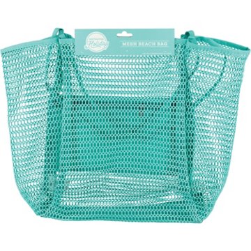 Destination Holiday Mesh Beach Bag - Teal, 21.6'' x 11.8'' x 14.6''