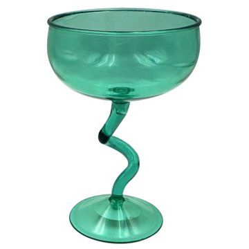 Destination Holiday Wavy Coupe Glass - Teal, 10 oz