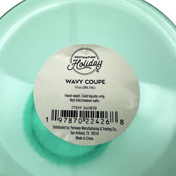 Destination Holiday Wavy Coupe Glass - Teal, 10 oz