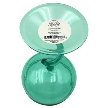 Destination Holiday Wavy Coupe Glass - Teal, 10 oz