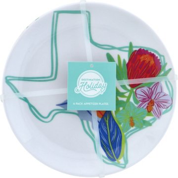 Destination Holiday Appetizer Plates - Texas Floral, 4 pk