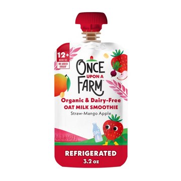 Once Upon a Farm Organic & Dairy Free Oat Milk Smoothie Pouch - Straw Mango Apple