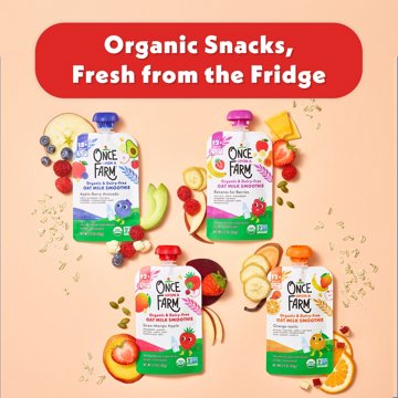 Once Upon a Farm Organic & Dairy Free Oat Milk Smoothie Pouch - Straw Mango Apple