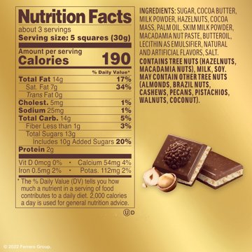 Ferrero Rocher Macadamia & Hazelnut Milk Chocolate Bar