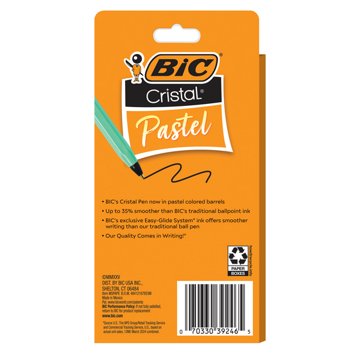BIC Cristal Pastel Medium Black Ink Ballpoint Pens