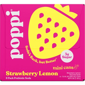 poppi Minis Prebiotic Soda 6 pk Cans - Strawberry Lemon