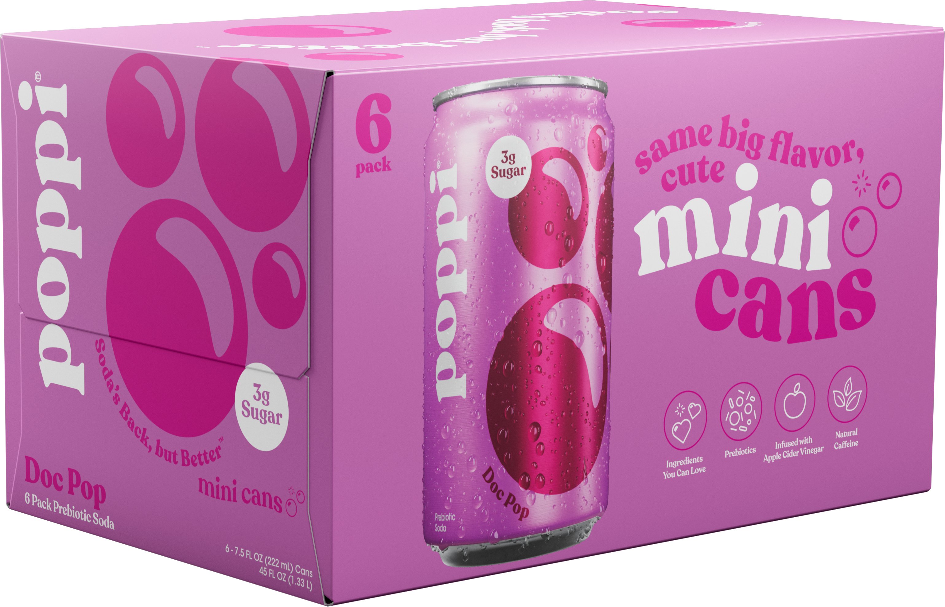 poppi Minis Prebiotic Soda 6 pk Cans - Doc Pop - Shop Soda at H-E-B