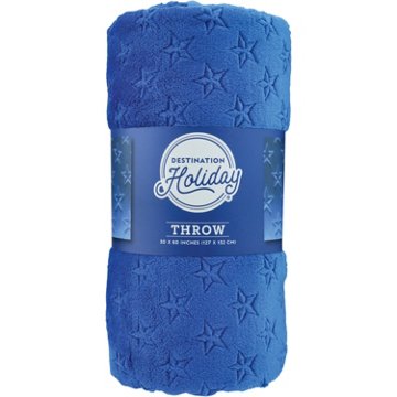 Destination Holiday Blue Star Embossed Throw, 50'' x 60''