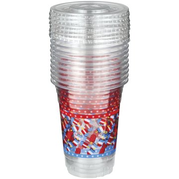 Destination Holiday Popsicles Plastic Cups with Lids, 10 ct, 16 oz