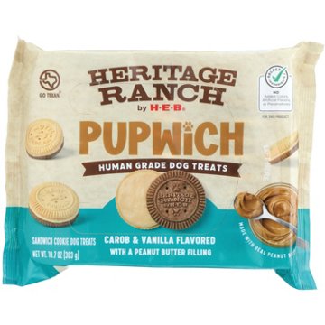 Heritage Ranch by H-E-B Pupwich Human Grade Dog Treats - Carob, Vanilla & Peanut Butter, 10.7 oz