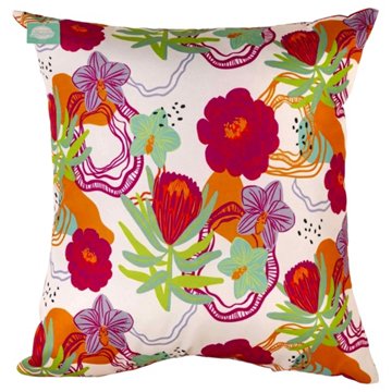 Destination Holiday Peony / Pink Blocks Outdoor Throw Pillow, 18'' x 18"