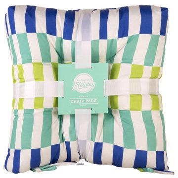 Destination Holiday Blue Blocks 2 pk Outdoor Chair Pads, 17" x 17"
