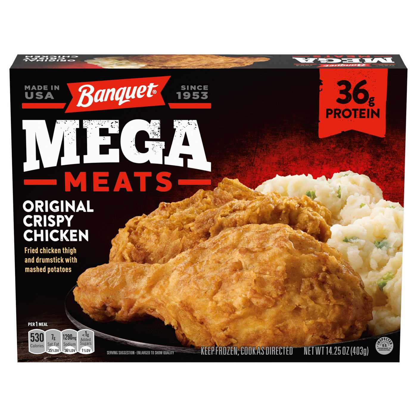 Banquet Mega Meats 36g Protein Original Crispy Chicken Frozen Meal; image 1 of 3