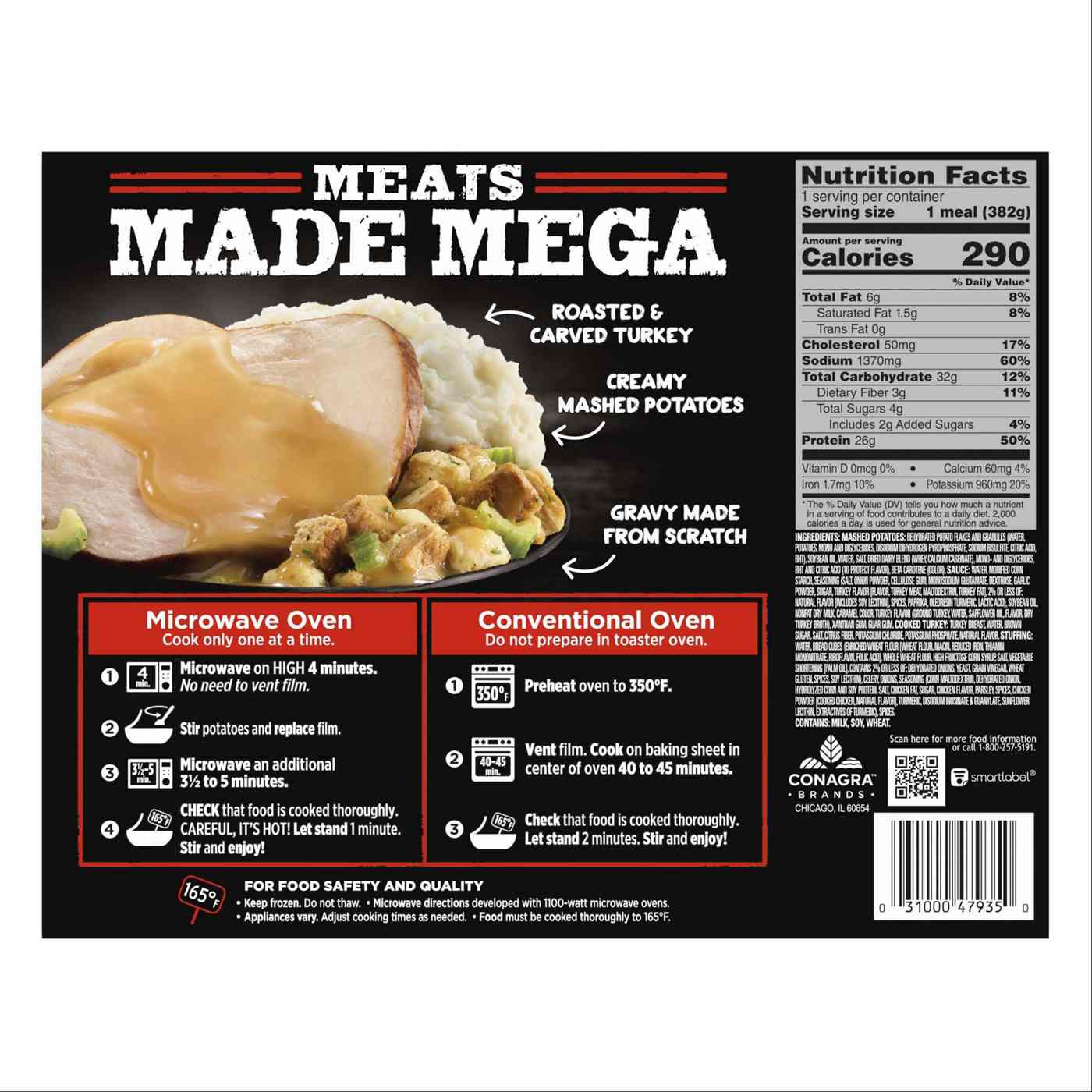 Banquet Mega Meats 26g Protein Carved Turkey Frozen Meal; image 2 of 4