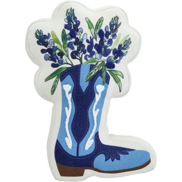 Destination Holiday Bluebonnet Boot Shaped Pillow, 10'' x 14''