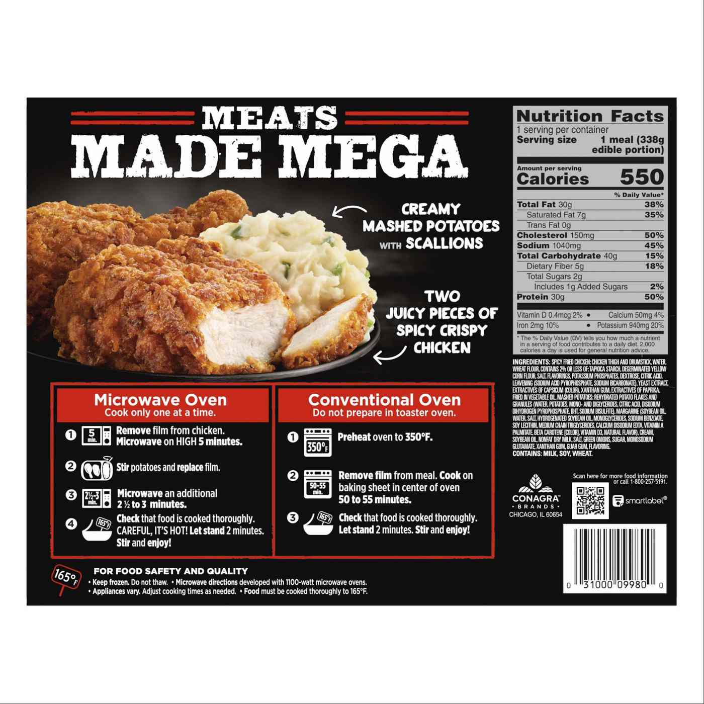 Banquet Mega Meats 30g Protein Spicy Crispy Chicken Frozen Meal; image 2 of 4