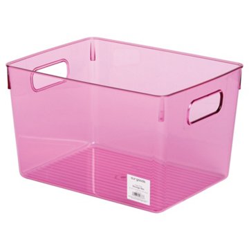 our goods Large Bin Translucent - Pink, 13'' x 9.5'' x 7.5''