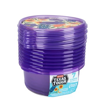 H-E-B Texas Tough Large Bowl Food Storage Container - Purple, 7 pk, 48 oz