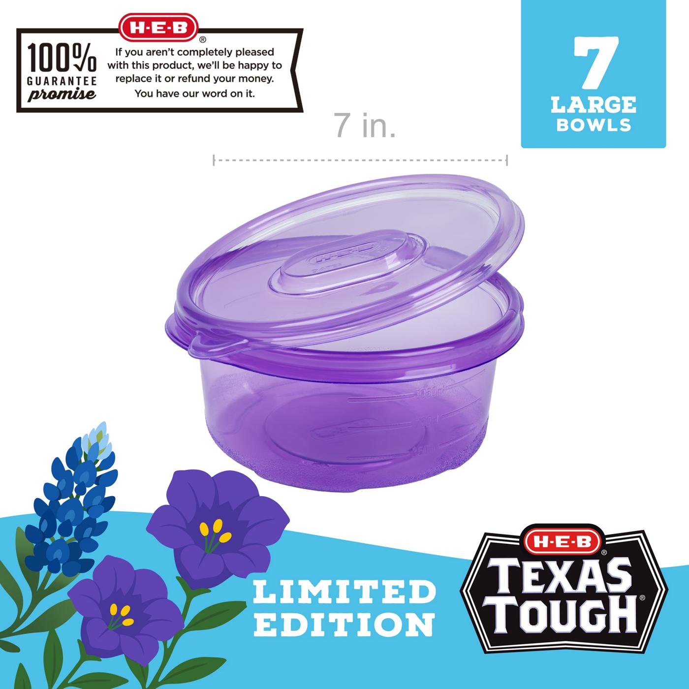 H-E-B Texas Tough Large Bowl Food Storage Container - Purple, 7 pk; image 5 of 5