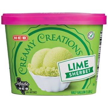 H-E-B Creamy Creations Lime Sherbet, 1/2 gal