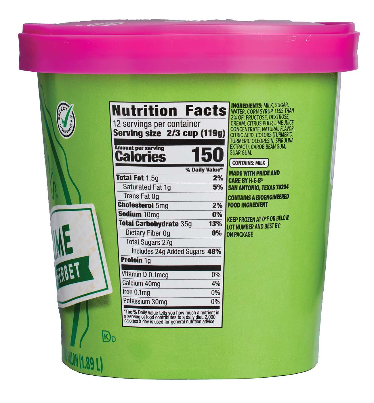H-E-B Creamy Creations Lime Sherbet; image 3 of 4