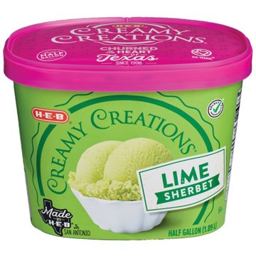 H-E-B Creamy Creations Lime Sherbet, 1/2 gal