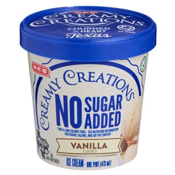H-E-B Creamy Creations No Sugar Added Vanilla Ice Cream