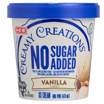 H-E-B Creamy Creations No Sugar Added Vanilla Ice Cream