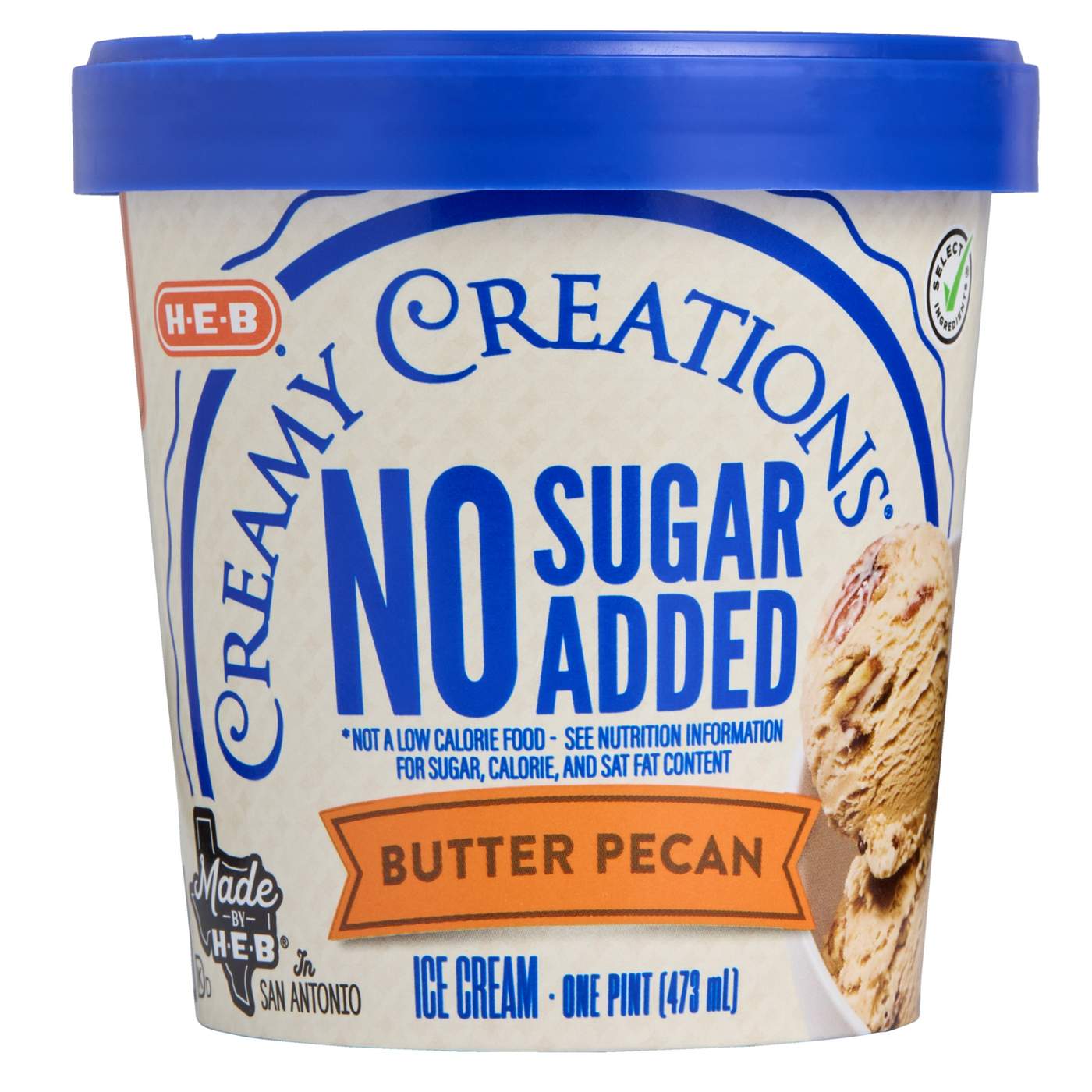 H-E-B Creamy Creations No Sugar Added Butter Pecan Ice Cream; image 3 of 3