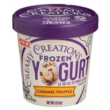 H-E-B Creamy Creations Caramel Truffle Light Frozen Yogurt, 1 pt